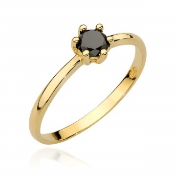 Inel Aur 14K cu Diamant Natural Negru 0.30 ct