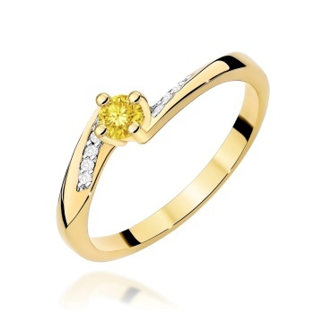Inel Aur 14K cu Diamante Galbene de Laborator 0.19 ct
