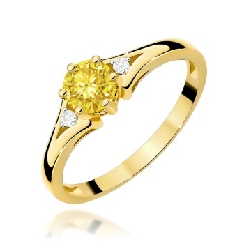 Inel Aur 14K cu Diamante Galbene de Laborator 0.53 ct