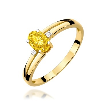 Inel Aur 14K cu Diamante Galbene de Laborator 0.53 ct