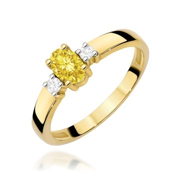 Inel Aur 14K cu Diamante Galbene de Laborator 0.58 ct