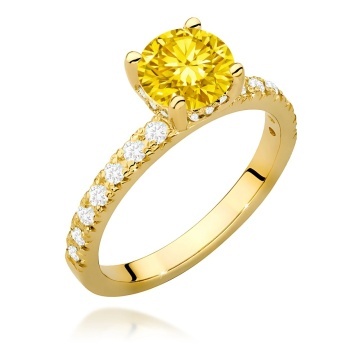 Inel Aur 14K cu Diamante Galbene de Laborator 1.26 ct