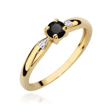 Inel Aur 14K cu Diamante Naturale Albe si Negre 0.13 ct