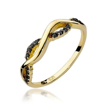 Inel Aur 14K cu Diamante Naturale Negre 0.07 ct