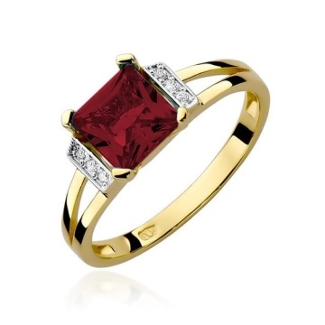 Inel Aur 14K cu Granat 1.30 ct si Diamante Naturale 0.03 ct