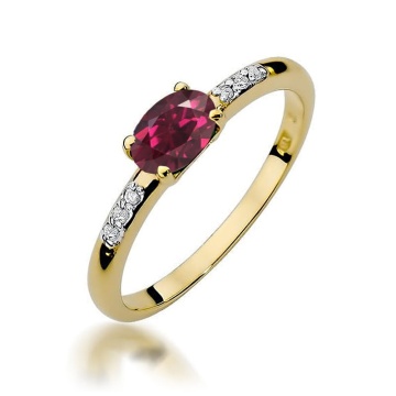Inel Aur 14K cu Rhodolite 0.50 ct si Diamante Naturale 0.03 ct