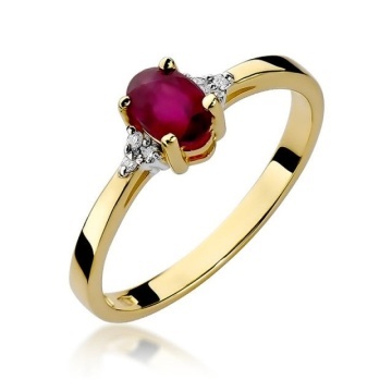 Inel Aur 14K cu Rubin 0.60 ct si Diamante Naturale 0.05 ct