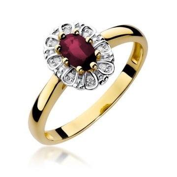 Inel Aur 14K cu Rubin 0.60 ct si Diamante Naturale 0.07 ct