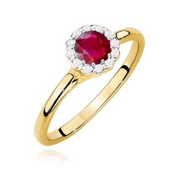 Inel Aur 14K cu Rubin 0.60 ct si Diamante Naturale 0.10 ct