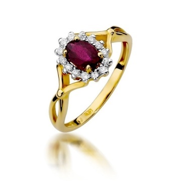 Inel Aur 14K cu Rubin 0.60 ct si Diamante Naturale 0.12 ct