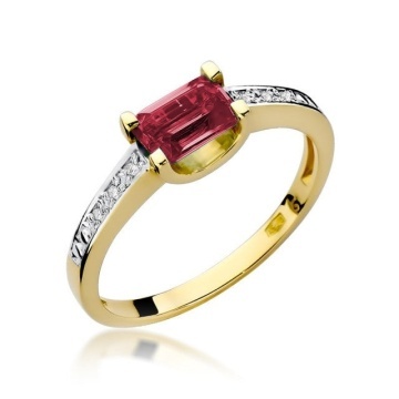 Inel Aur 14K cu Rubin 0.80 ct si Diamante Naturale 0.03 ct