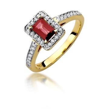 Inel Aur 14K cu Rubin 0.80 ct si Diamante Naturale 0.22 ct