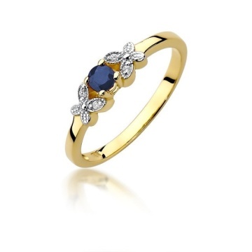 Inel Aur 14K cu Safir 0.15 ct si Diamante Naturale 0.02 ct