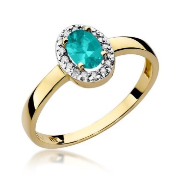 Inel Aur 14K cu Smarald 0.40 ct si Diamante Naturale 0.08 ct