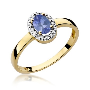 Inel Aur 14K cu Tanzanit 0.40 ct si Diamante Naturale 0.08 ct