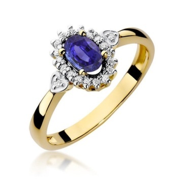 Inel Aur 14K cu Tanzanit 0.40 ct si Diamante Naturale 0.10 ct