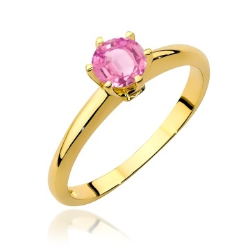 Inel Aur 14K cu Topaz Roz 0.60 ct si Diamante Naturale 0.04 ct