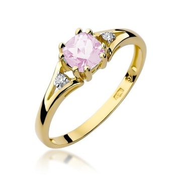 Inel Aur 14K cu Topaz Roz 0.65 ct si Diamante Naturale 0.03 ct
