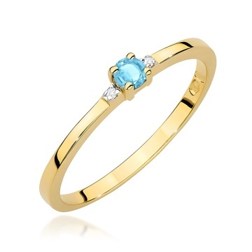 Inel Aur 14K cu Topaz Swiss 0.15 ct si Diamante Naturale 0.01 ct