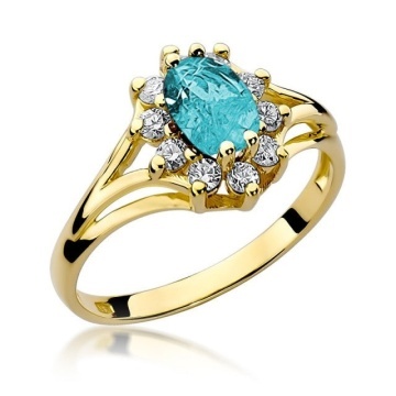 Inel Aur 14K cu Topaz Swiss 0.90 ct si Diamante Naturale 0.30 ct