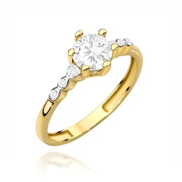 Inel Aur 14K cu Zirconiu Central și Accente Delicate