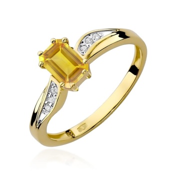 Inel Aur 9K cu Citrin 0.60 ct si Diamante Naturale 0.03 ct
