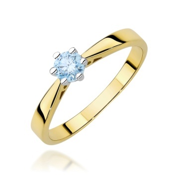Inel Aur 9K cu Diamant Albastru de Laborator 0.30 ct