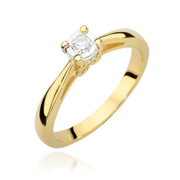 Inel Aur 9K cu Diamant Natural 0.08 ct