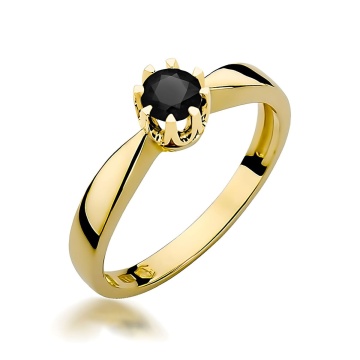 Inel Aur 9K cu Diamant Natural Negru 0.30 ct