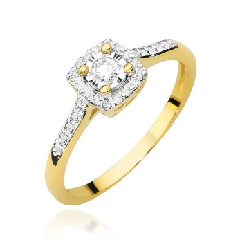 Inel Aur 9K cu Diamante de Laborator 0.21 ct