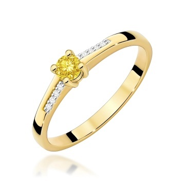 Inel Aur 9K cu Diamante Galbene de Laborator 0.19 ct
