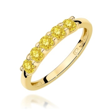Inel Aur 9K cu Diamante Galbene de Laborator 0.50 ct
