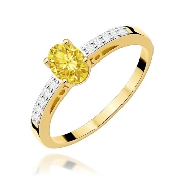 Inel Aur 9K cu Diamante Galbene de Laborator 0.55 ct