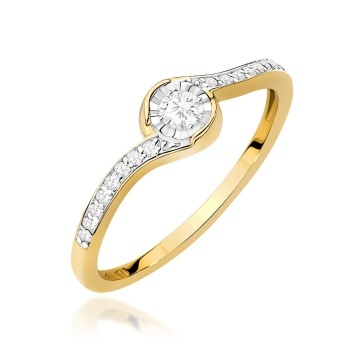 Inel Aur 9K cu Diamante Naturale 0.16 ct