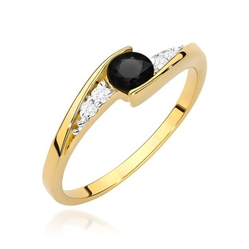 Inel Aur 9K cu Diamante Naturale Albe si Negre 0.36 ct