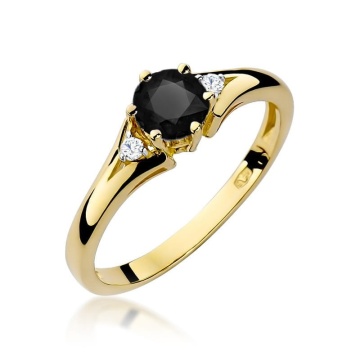 Inel Aur 9K cu Diamante Naturale Albe si Negre 0.53 ct