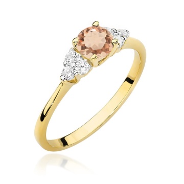Inel Aur 9K cu Morganit 0.40 ct si Diamante Naturale 0.18 ct