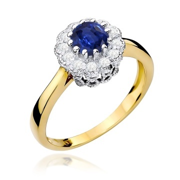 Inel Aur 9K cu Safir 0.50 ct si Diamante Naturale 0.17 ct
