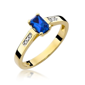 Inel Aur 9K cu Safir 0.60 ct si Diamante Naturale 0.04 ct