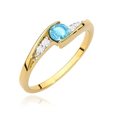 Inel Aur 9K cu Topaz Swiss 0.25 ct si Diamante Naturale 0.06 ct