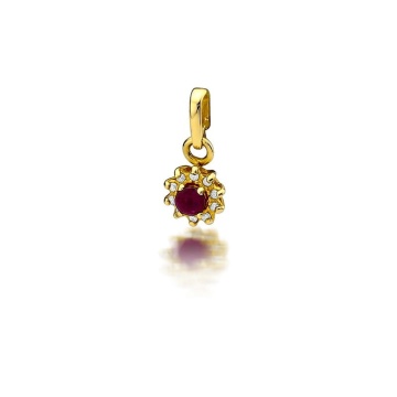 Pandantiv Aur 14K cu Rubin 0.15 ct si Diamante Naturale 0.09 ct