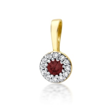 Pandantiv Aur 14K cu Rubin 0.15 ct si Diamante Naturale 0.10 ct