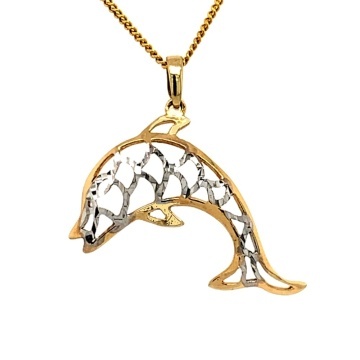 Pandantiv Aur Bicolor Delfin Diamantat