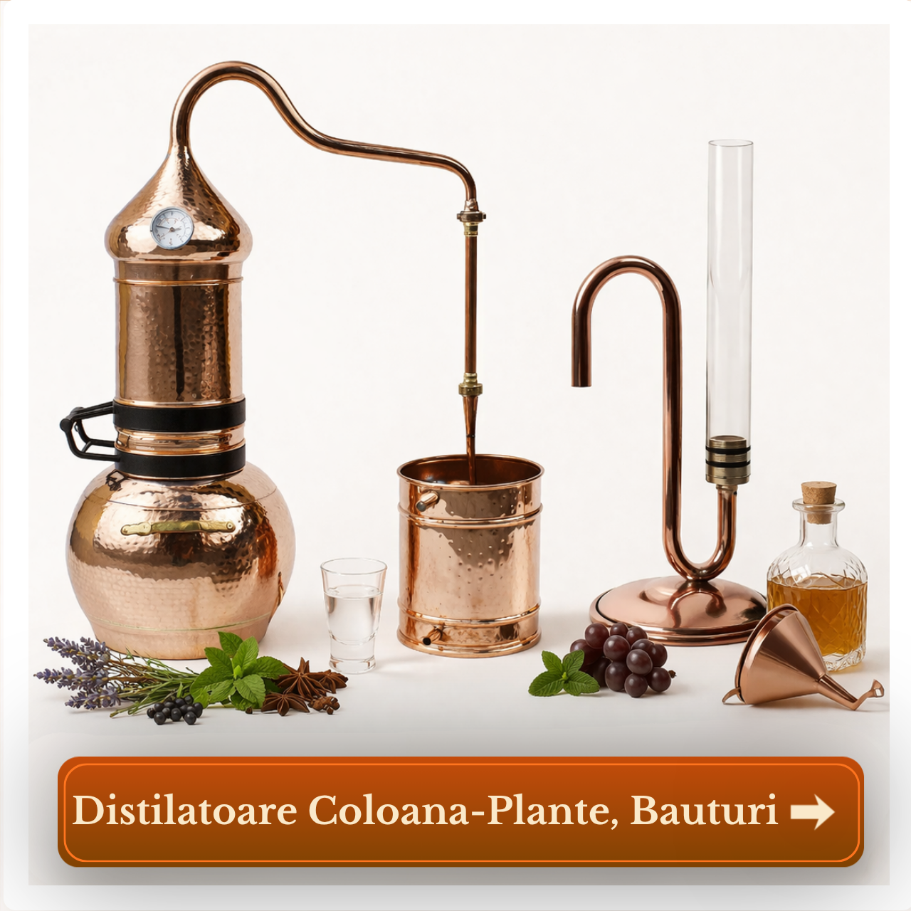 Cazana cu coloana distilare plante, hidrosol, ulei esential