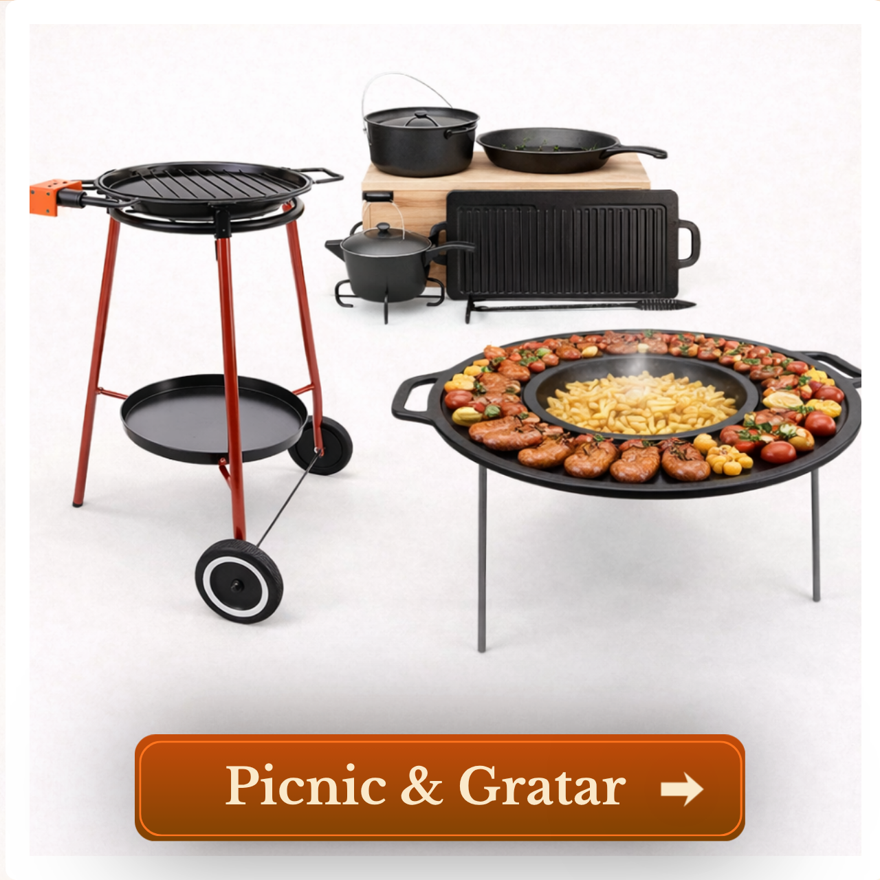 Picnic, Gratare, Plite fonta, Seturi Gatit in aer liber