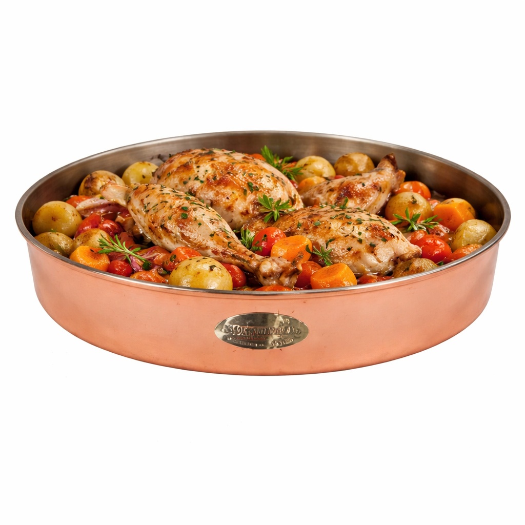 Tava Rotunda din Cupru pentru Gatit si Copt la Cuptor, 32cm