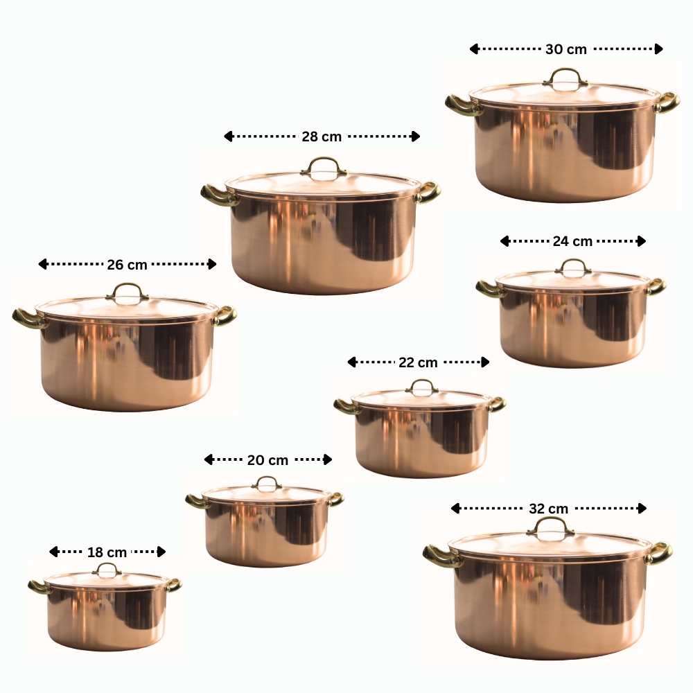 Cratita din cupru cu capac și 2 manere – AlmaCozinha, Ø18–32 cm (Selecteaza Diametrul Cratitei: 26 cm) - 2 | YEO