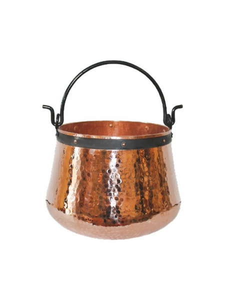 Ceaun Traditional, Cupru Masiv, Toarta Fier Forjat, 80 Litri - Img 1