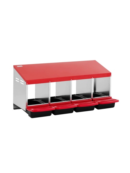 Cuibar pentru Găini din Oțel Galvanizat – 4 Compartimente, cu Tavă Colectare Ouă