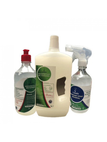 Pachet: Igienizant Spray Maini 500ml + Dezinfectant Multisuprafete 500ml + Dezinfectant Gel Pardoseli 1L